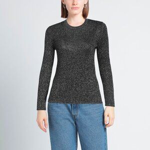 Proenza Schouler White Label Black & Silver Lurex Ribbed-Knit Sweater
